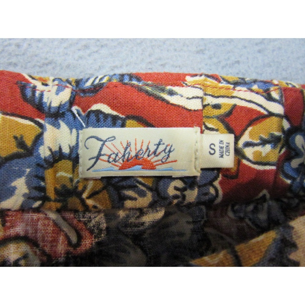 Faherty Tank Top Womens Linen Blend Floral Print Red Blue Square Neck Small - Picture 7 of 11